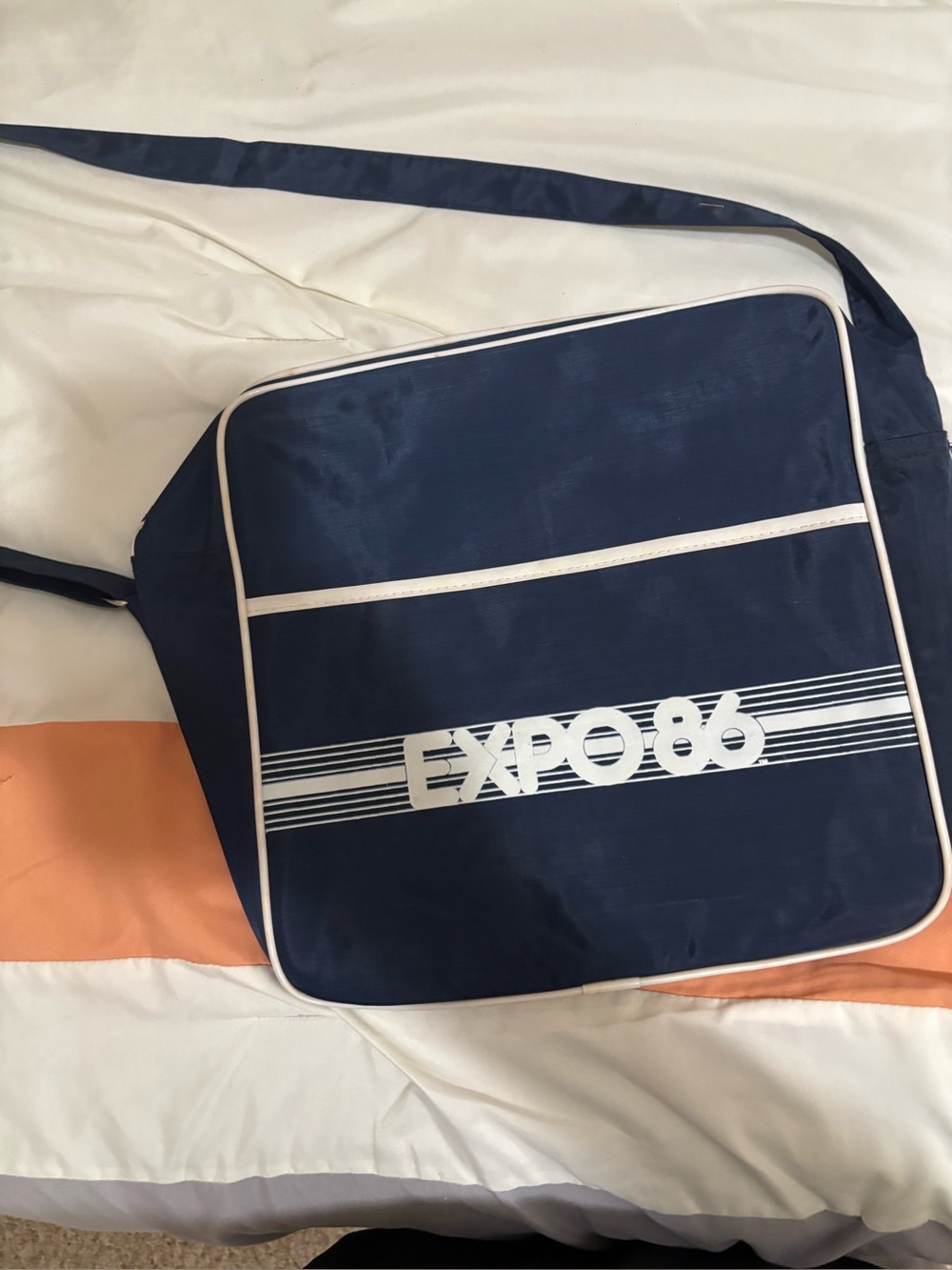 Navy Crossbody Bag with White Trim
